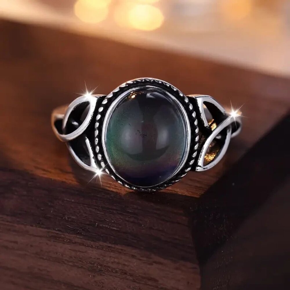 925 Sterling Silver Mood Ring Celtic Knot Vintage Inspired Size 6 NEW - Picture 7 of 11